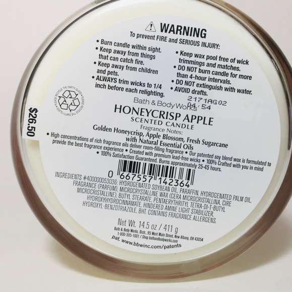 Bath & Body Works Accents Honeycrisp Apple 3 Wick Candle Poshmark